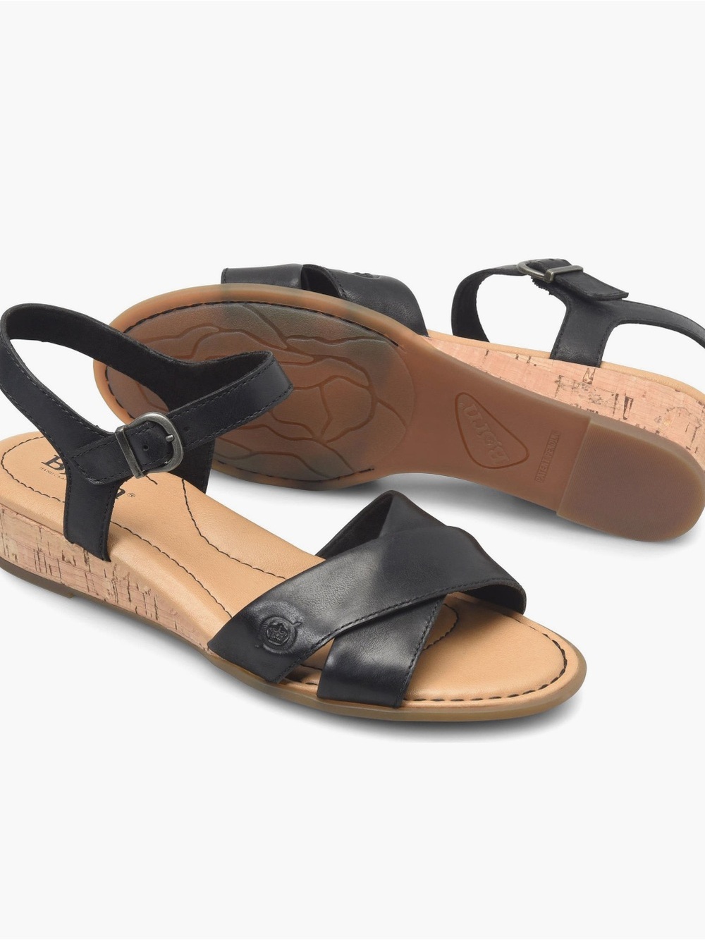 Born Black Leather Paige Wedge Sandal